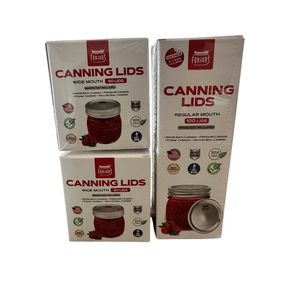 Forjars Canning Lids NEW 100 Each Wide & Regular - Picture 1 of 3